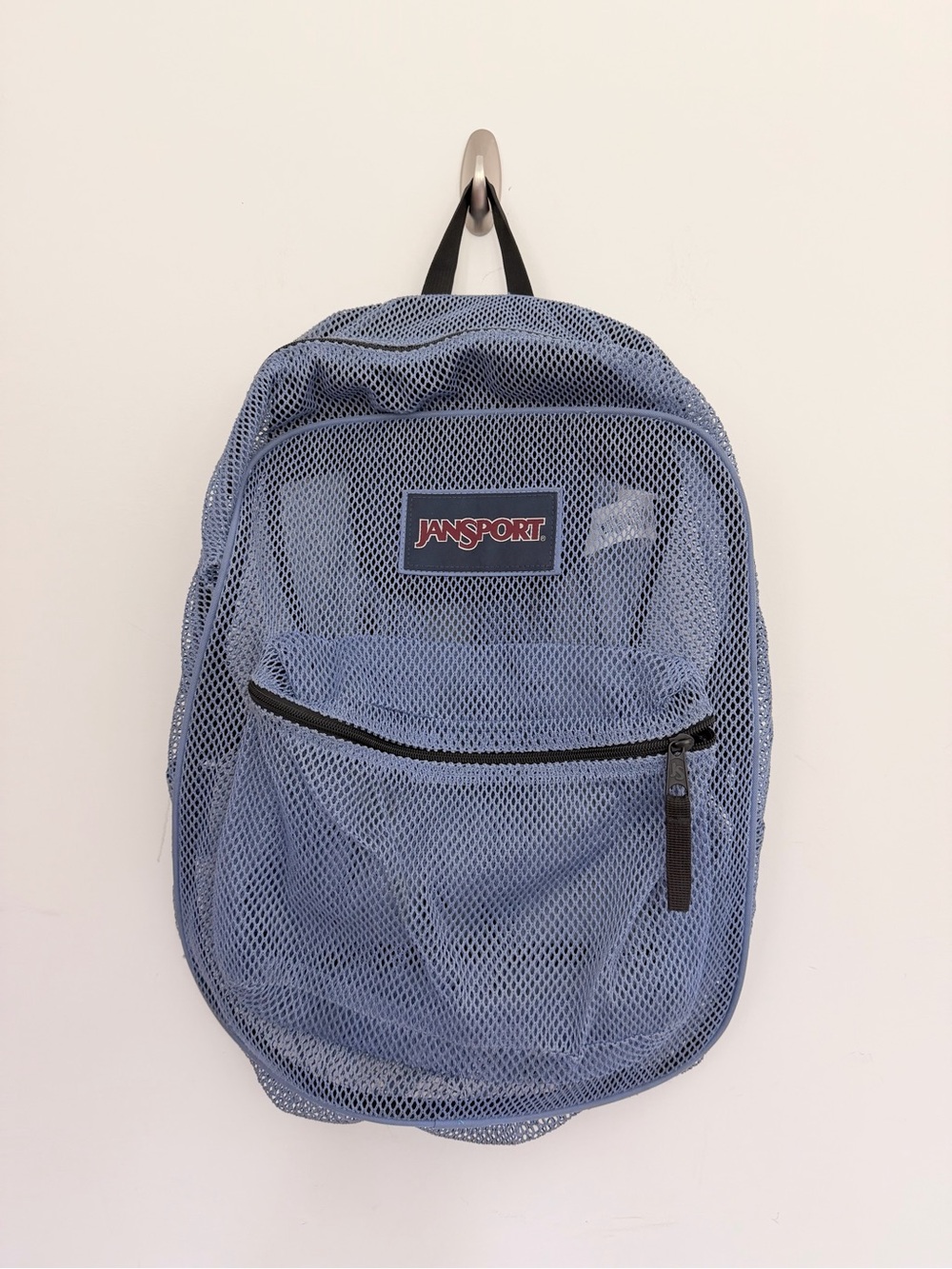 Jansport Light Blue Mesh Backpack with Front Zip Pocket READ NOTE Clean